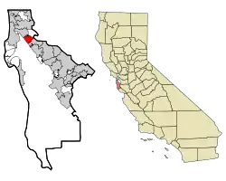 Location in San Mateo County and the state of California