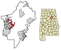 Location of Odenville in St. Clair County, Alabama.