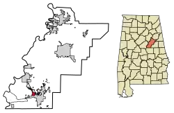 Location of Oak Grove in Talladega County, Alabama.