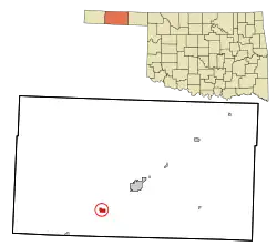 Location in Texas County and Oklahoma.