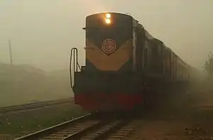 Train in fog in Bangladesh