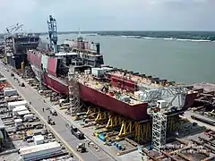 USS&nbsp;San Antonio during construction at Avondale, 2002