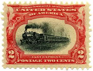 US stamp with train, 1901