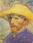 Self-Portrait with Straw Hat, Summer 1887  Oil on pasteboard, 34.9 × 26.7&nbsp;cmDetroit Institute of Arts (F526)