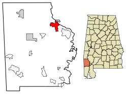 Location of St. Stephens in Washington County, Alabama.