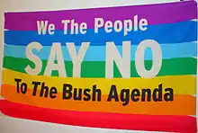 Rainbow protest flag used by Not in Our Name