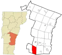 Location in Windsor County and the state of Vermont.