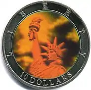 Image 20Holographic coin from Liberia features the Statue of Liberty (Liberty Enlightening the World) (from Coin)