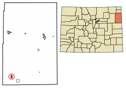 Location of the Joes CDP in Yuma County, Colorado.