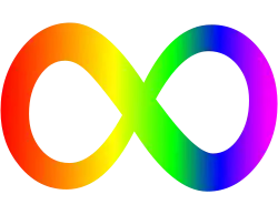 Photo showing the infinity raindow sign that represents autism.