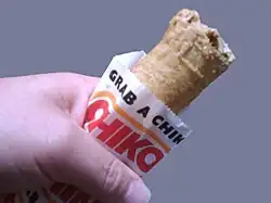 A chiko roll in its bag