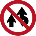 No overtaking/passing. Similar signage is used in China and Japan.